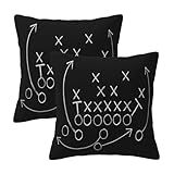 American Football Throw Pillow Covers 18x18 Set of 2, Tactics Chalk Blackboard Drawing Square Pillowcase Decoration Cushion Case for Couch Sofa Bedroom Living Room Outdoor Decor