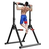 DOBESTS Foldable Power Tower Pull Up Bar Dip Station Adjustable Multifunction Workout Pull Up Tower Station Gym Strength Training Equipment Home Outdoor, Triangular Legs, 700 LBS