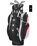 Vancropak Golf Cart Bag, Cool Mens Golf Gifts with 15 Way Divider Top, USB Charging Port, Waterproof Protective Rain Cover, Shoe Compartment, Cooler Pocket, Tracker Slot, Umbrella Holder, Golfer Gifts