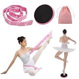 Xensamy 3 PCS Dance Training Kit with Turning Board, 12 Loop Stretch Band and Carry Bag, Ballet Spin Board and Flexibility Training Equipment for Dancers, Gymnastics, Cheerleaders, Figure Skating