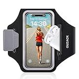 GUZACK Running Phone Holder with Zipper Pouch, Running Armband for iPhone 17/16/15/14/13/12/11 Pro Max/Plus, Galaxy S25/S24/S23/S22, Cell Phone Arm Holder with Card Slot - Size S