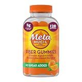 Metamucil Fiber Gummies for Adults, No Sugar Added Orange Flavor, 5g Prebiotic Plant Based Fiber Supplement Blend, 120 Count