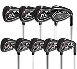 MAZEL Men Golf Iron Set (9PCS) or 1,2,3,4,5,6,7,8,9,Pitching Wedge,Sand Wedge with Steel Shafts for Right Handed Golfers (3-SW (9PCS))