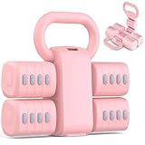 Nimsqury 2-in-1 Adjustable Dumbbell Set, 5 Levels Hand Weights for Women Men, Each 2.2/3.3/4.4/5.5/6.6lb, Convertible Weights Dumbbells and Kettlebell Set for Home Gym Exercise & Fitness (Pink)