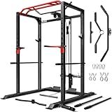 JELENS S11 Power Cage, 2000LB Multi-Function Power Rack with LAT Pulldown, Squat Rack with Adjustable Pulley System and Training Attachments, Weight Rack for Home Gym