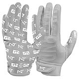 Nxtrnd G2 Pro Football Gloves, Men's Ultra Sticky Elite Receiver Gloves (Grey, Large)