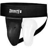ZHENGTU Groin Protector Cup Kickboxing Boxing Muaythai MMA Groin Guard, Jockstrap Karate Training, BJJ Protection, Soccer, Basketball Removable TPE Cup with Silicone Cushioning (Black, S)