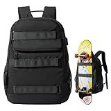 Skateboard Backpack, Large Skateboard Bag for Men and Women Laptop Bag with USB Port, for Skateboarding, College, Travel (Black)