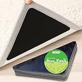 LMBTNCG 8 PCS Triangle Rug Tape, Double-Sided Non Slip Carpet Grippers, No Residue No Damage Anti-Curling Rug Pads, Keep Corners Flat for Hardwood Floors Tiles and Area Rugs