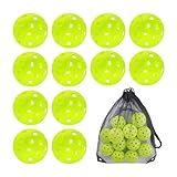 Sukeen Outdoor Pickleball Balls with Mesh Bag, 40 Holes Pickleballs Outdoor, High Bounce Pickle Balls for All Style Pickleball Paddles, Perfect Balanced Pickle Ball Neon Green 12 Pack