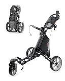 Caddytek CaddyLite One Swivel V8 Golf Push Cart - 3 Wheel Lightweight Folding Trolley with 360° Swivel Front Wheel, Cooler Basket, Umbrella and Drink Holder, Adjustable Handle