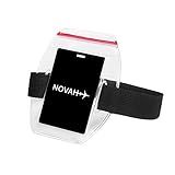 Water Resistant Armband ID Badge Holder with Resealable Red Zip & Rugged Adjustable Arm Band (Perfect Arm Ski Pass Holder for Lift Ticket)