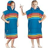 SUN CUBE Kids Changing Robe Surf Poncho, Kids Beach Towels, Hooded Towel for Toddler Bath Pool, Microfiber Quick Dry Wearable Towel Poncho with Hood, Swim Towel for Boys Girls 3-7 Years, Sunset Blue