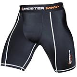 Meister MMA Compression Rush Fight Shorts w/Cup Pocket - Black - Medium (32-33)