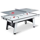 EastPoint Air Hockey Table - 80-Inch, White - LED Scoring & Stadium Sound for Home Arcade - Quick Table Tennis Conversion for Multi-Game Station - Smooth Coated Surface & Levelers for Gaming Stations