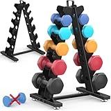 TomCare Dumbbell Rack Stand Only, 5 Tier Weight Rack for Home Gym Metal Compact A-Frame Dumbell Holder for Dumbell Set (5-35 LB), Weight Storage Holder with Handle (Stand Only)