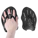 2pcs Swim Paddles Hand, Hand Paddles for Lap Swimming Training (Black)