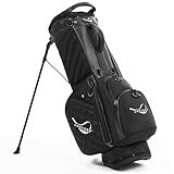 ANNCORD Golf Stand Bag with 14 Way Full Length Dividers, PU Leather Golf Bag for Men, Waterproof Golf Bags with Stand, 6 Pockets & Cooler Pouch, Adjustable Dual Straps, 2 Rain Cover Hood, Black