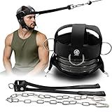 Neck Training Harness with Pulley System – Adjustable Head Strap for Side-to-Side Neck Strength Workout, Heavy-Duty Steel Chain for Weighted Vertical Training, Ideal for Powerlifting & Fitness