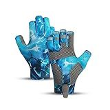 SUJAYU Fishing Gloves - Men & Women's UV Protection Sailing & Kayak Gloves, Blue, Large