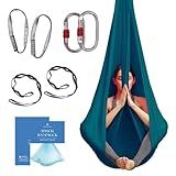Aerial Silk Yoga Hammock & Swing for Home, Inversion Exercises, Starter Kit for All Levels - Durable with Extension Straps, Carabiners, and Pose Guide