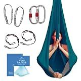 Aum Active Aerial Yoga Hammock Swing, 4.5 Yards, Teal, with Hardware