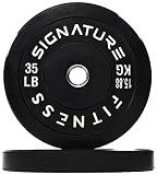 Fitvids 2" Olympic Bumper Plate Weight Plates with Steel Hub, 35LB, Pair