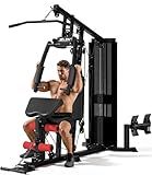JELENS Home Gym, Multifunctional H11 Home Gym Equipment, Workout Station with 146LBS Weight Stack, Exercise Equipment with Pulley System for Full Body Training (Black)