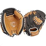 Easton | FUTURE ELITE Baseball Catcher's Mitt | 32.5" | 1-Piece Solid Web | Right Hand Throw | Black/Camel