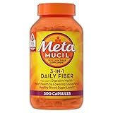 Metamucil, Daily Psyllium Husk Powder Supplement, 3-in-1 Fiber for Digestive Health, Plant Based Fiber, 300ct Capsules