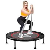 K KENSONE 40" Mini Flodable Spring Rebounder Trampoline for Adults, Small Exercise Trampoline for Indoor Workout and Fitness, Gray Resistance Band Included, Max Load 330 LBS