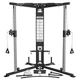 DONOW Cable Crossover Machine, Cable Fly Machine Home Gym System Workout Station with Dual Pulley System Pull-Up Bar Cable Bar and LAT Pull Down System (DN-5011)