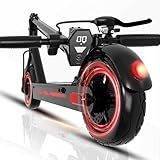 Electric Scooter for Adults, 500/600W Motor Up to 19/25 MPH & 22/28 Miles Range Commuting, Foldable E-Scooter with 10" Air Tires, Dual Braking, Shock Absorption System, App Control (500W-MAX-Red)