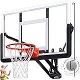 Defulion 54.5" Wall Mounted Basketball Hoop ，Shatterproof PC Backboard Basketball Goal with Adjustable Height for Garage, Indoor & Outdoor Use
