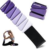 BECOJADDE Ankle Weights for Women Wrist Weights Set of 2 (1 lb Each) Adjustable Arm Leg Weight for Womens Men Suitable for Walking Swimming Running Pilates Yoga Gym, Gradient Purple