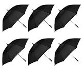 MRTLLOA 6-Pack Golf Umbrella, 62/68 Inch Windproof Double Canopy | Auto Open, Oversize Coverage, Vented Construction, Heavy-duty, Rainproof, Perfect for Men Women(62 Inch, Black)