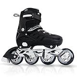 Inline Skates for Adults Men Women, Adjustable Aggressive Durable Roller Blades with Giant Wheels, High Performance Skates for Male Female Black Size 10 11 12