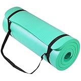 Signature Fitness Yoga Mat,Pilates & Exercise Mat,Extra Thick 1" High-Density Foam Workout Mat with Easy-Cinch Carrying Strap for Home & Gym Workouts,Aqua