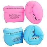 Arm Floaties for Kids and Adults (4 Pack) - Pool Floats Arm Bands Inflatable Swim Rings PVC Arm Floater for Toddlers Kids 3-5-6-12 Years (2 Blue+2 Pink)