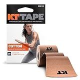 KT Tape, Original Cotton, Elastic Kinesiology Tape, Everyday Muscle and Joint Support, Daily Pain Relief, 20 Count, 10” Precut Strips, Beige