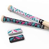 JAYA Bat Grip Tape, 2-Pack Mixed Colors, 1.1mm PU Bat Wrap with Full Adhesive Backing, Non-Slip Sweat-Wicking & Breathable Handle Grip for Baseball/Softball/Cricket Bats, 1100 x 27mm