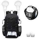 KAVIGOR Lacrosse Bag for Kids and Youth, Lacrosse Backpack with Helmet Holder and Shoes Compartment, Waterproof Field Hockey Gears Bag for Boys & Girls