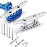 ZOMCHAIN Boat Cleat, 4 inch Open Base Dock Cleat, All 316 Stainless Steel Boat Mooring Accessories, Installation Accessories Bolts, Nuts and Screws, 2PCS, 4 Inch