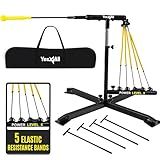Yes4All Baseball Practice Training Equipment, 5 Elastic Bowstrings Softball/Baseball Hitting Trainer for All Ages, Adjustable Height & Portable Baseball Batting Practice Swing Trainer