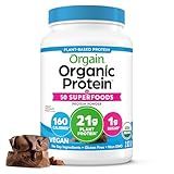 Orgain Organic Vegan Protein + 50 Superfoods Powder, Creamy Chocolate Fudge - 21g Plant Based Protein, 9g Prebiotic Fiber, No Lactose, Gluten Free, No Added Sugar, 2.02 lb (Packaging May Vary)