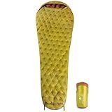 Xsog Ultralight Down Sleeping Bag for Adults, 1.92lbs 32-55F 650 Fill Down, Lightweight Compact Mummy Backpacking Sleeping Bag for Outdoor Camping and Hiking, Compressible -MFH500 (Golden Palm)