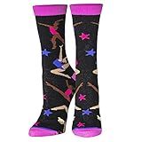 Crazy Socks Gymnastics Fun Print Novelty Crew Socks for Women