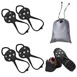 LACE INN Non Slip Gripper Spike, Ice Grippers Traction Cleats Snow Shoe Spikes Grips Crampons with 10 Steel Studs Cleats 2 Pair