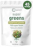 Micro Ingredients Super Greens Powder, 1lb | 100 Superfood Blend with Daily Greens, Fruits, Vegetables, Mushrooms & Probiotics | Source of Vegan Protein & Enzymes | Non-GMO, Gluten-Free, No Additives