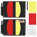 AzReference Soccer Referee Card Set, Red and Yellow Warning Cards with Record Paper, Pencil, Card Storage Wallet, Soccer Referee Kit for Football Matches, Training, Sports Games (2 Pack Cards)